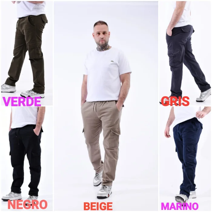 Pantalon  Cargo. Efecto. Lavado (gabardina. Elastisado)