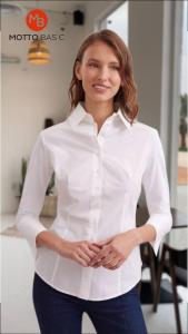 Camisa Entallada Elastizada Dama Manga Larga