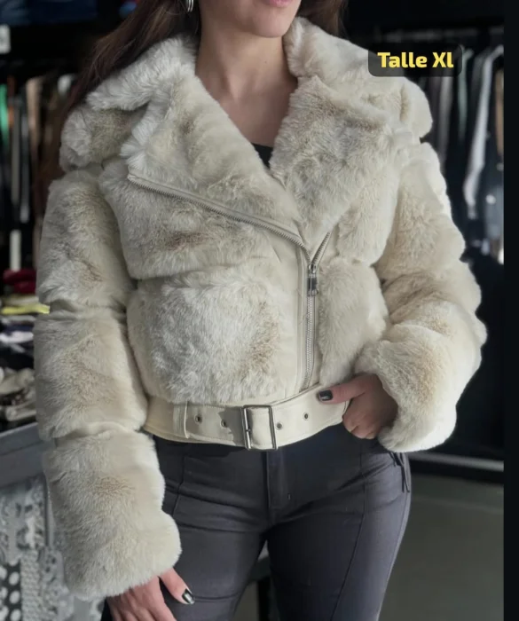 Campera Teddy Peludita Eco Cuero