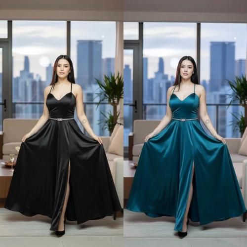 Vestido de Fiesta Saten Largo Talle 5/6 - Miniatura 2