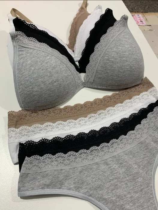 Conjunto Triángulo Soft con Puntilla