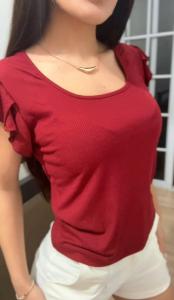 Musculosa con Volados Canela