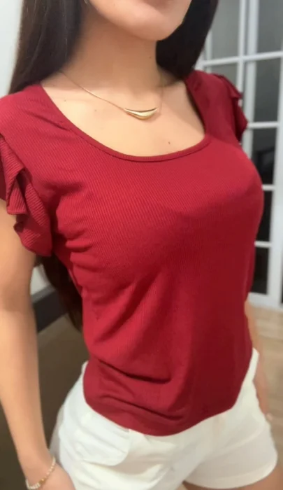 Musculosa con Volados Canela