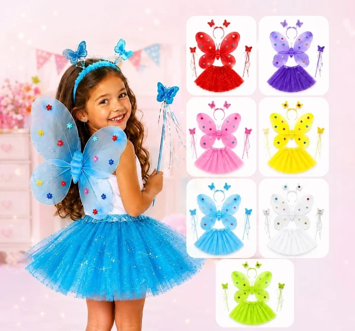 Set Tutu Glitters + Alitas Mariposa