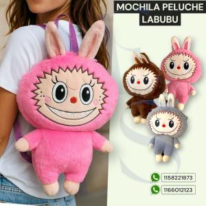 Mochila de Felpa Peluche Labubu, Mide 40cm X 30cm, Marroquíneria, Dia del Niño