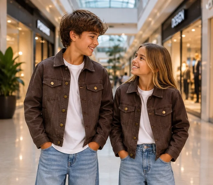 Campera Efecto Cuero Chocolate