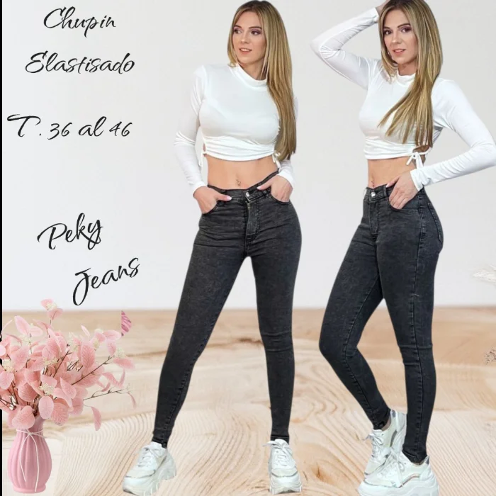 Jeans Chupin Elastizado C/bolsillos