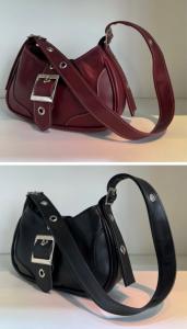 Cartera Mini Bag Baguette Negra Bordo Blanca - Miniatura 2