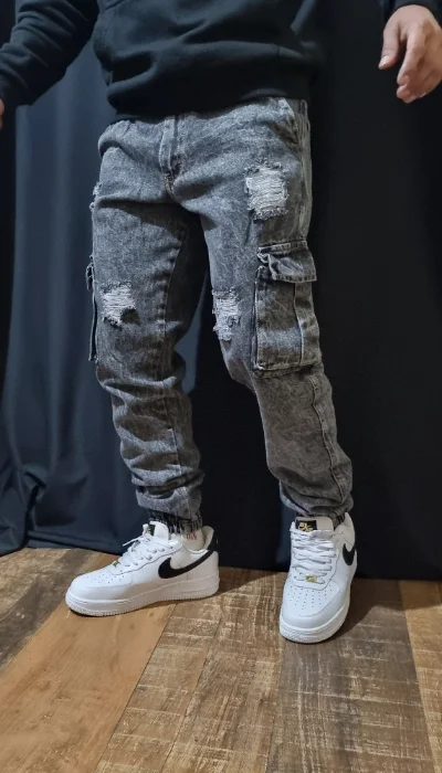 Jean Cargo Mom ( Puño) Gris