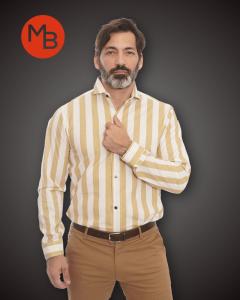 Camisa Entallada Elastizada Raya Ancha Hombre