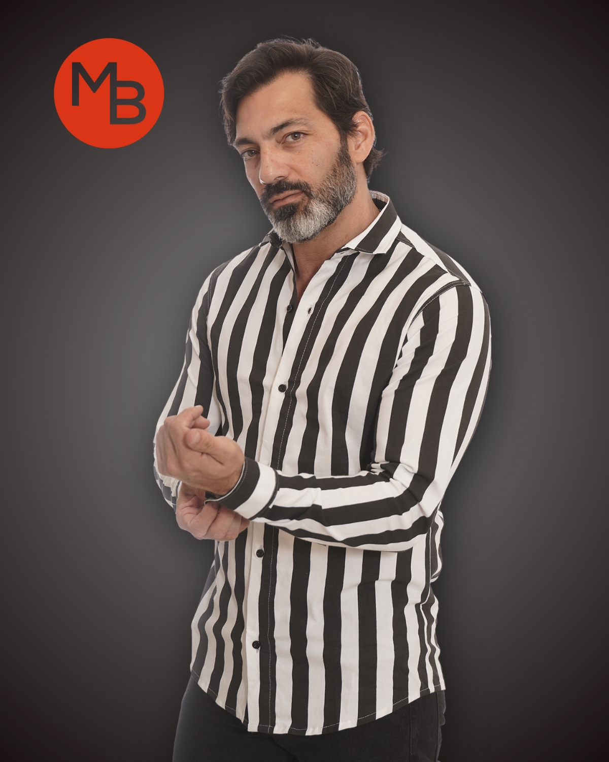 Camisa Entallada Elastizada Raya Ancha Hombre - 2.jpg
