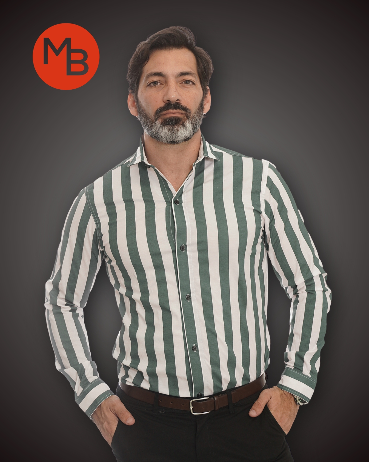 Camisa Entallada Elastizada Raya Ancha Hombre - 4.jpg