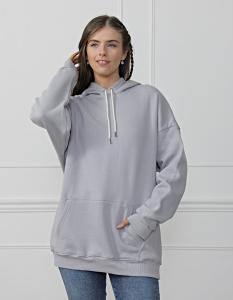 Canguro Oversize Frisa Unisex Gris Plata