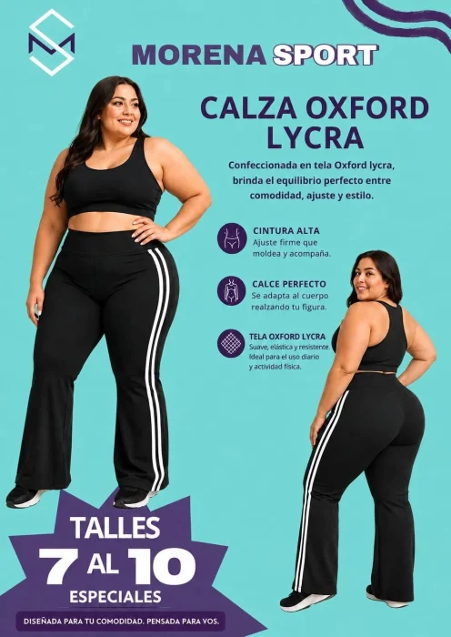 Calzas Lycra Oxford Dos Tiras Blancas Talles Especiales