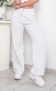 'art 307-6bla' 36 al 46 Wide Leg Blanco + Polka Dot Lunares Chicos "trend" - Miniatura 2