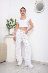 'art 307-6bla' 36 al 46 Wide Leg Blanco + Polka Dot Lunares Chicos "trend" - Miniatura 6