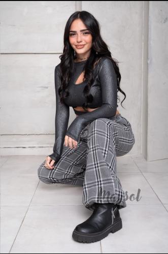 Pantalon Globo Paño Cuadrille