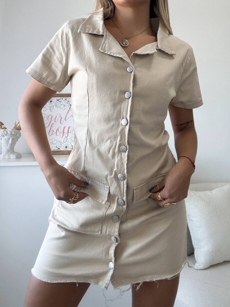 Vestido Celeste de Gabardina Elastisada - Imagen 5
