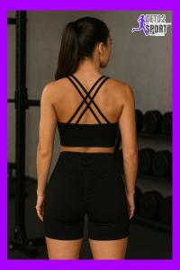 Conjunto Corto Negro Acanalado