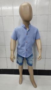 Camisas Lino Liso con Spandex de Bebé Cuello Mao - Miniatura 3