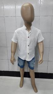 Camisas Lino Liso con Spandex de Bebé Cuello Mao - Miniatura 4