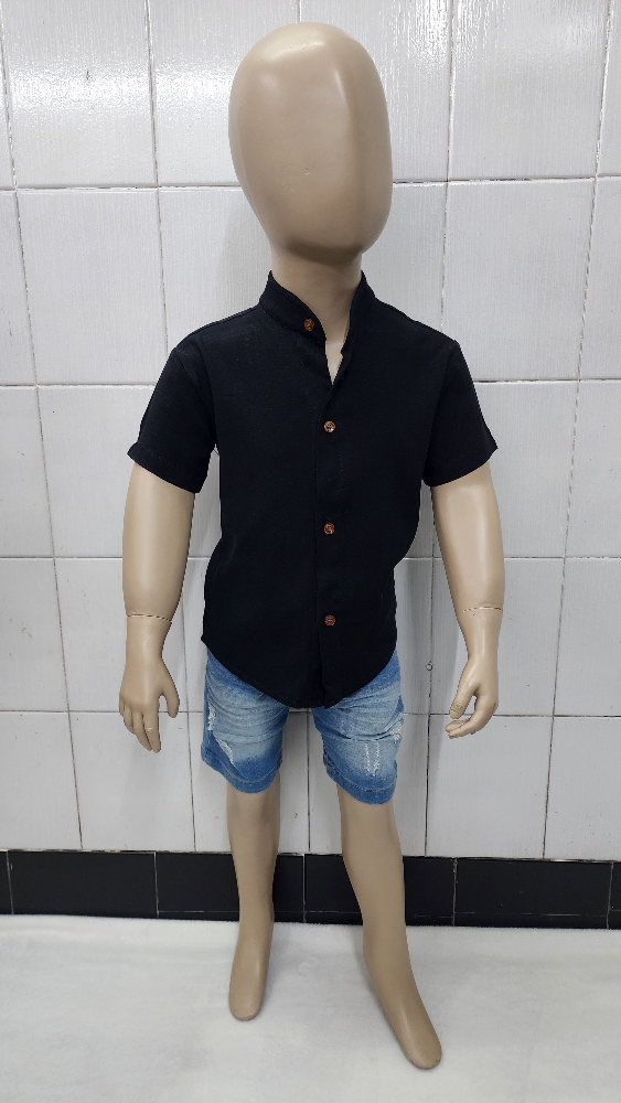 Camisas Lino Liso con Spandex de Bebé Cuello Mao - Imagen 5