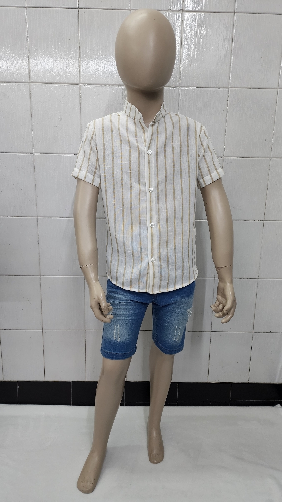 Camisas Polina Rayada de Ñiño Cuello Mao - Imagen 2