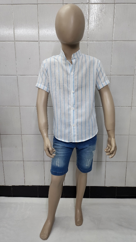 Camisas Polina Rayada de Ñiño Cuello Mao - Imagen 3