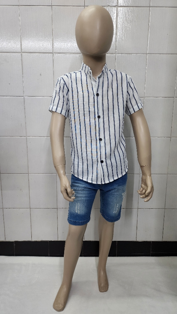 Camisas Polina Rayada de Ñiño Cuello Mao - Imagen 4