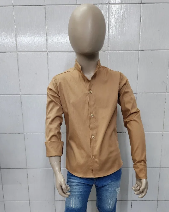 Camisas Liso Elastizada Importado de Niño Cuello Mao