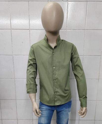 Camisas Liso Elastizada Importado de Niño Cuello Mao - Miniatura 6