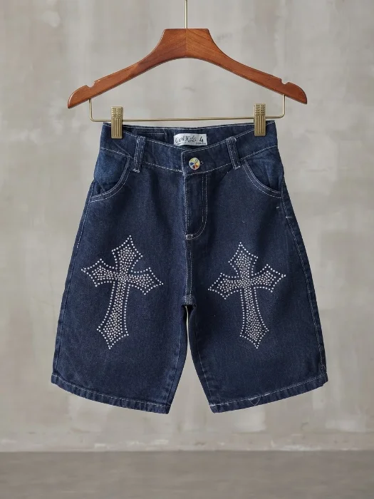Bermuda Baggy Azul C/cruz de Niño