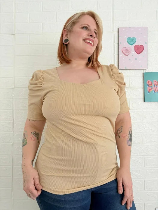 Remera de Morley Liso Cuello Espejo Manga Princesa