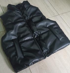 Chaleco Puffer Eco Cuero Negro