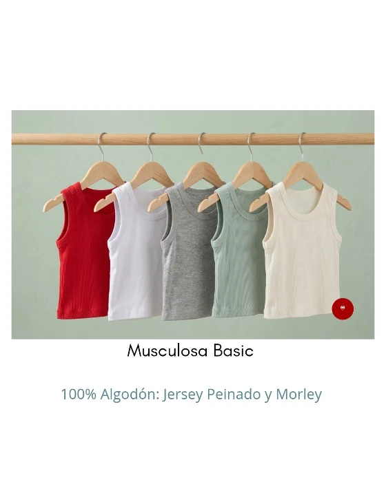 Musculosa Basic,  100% Algodón