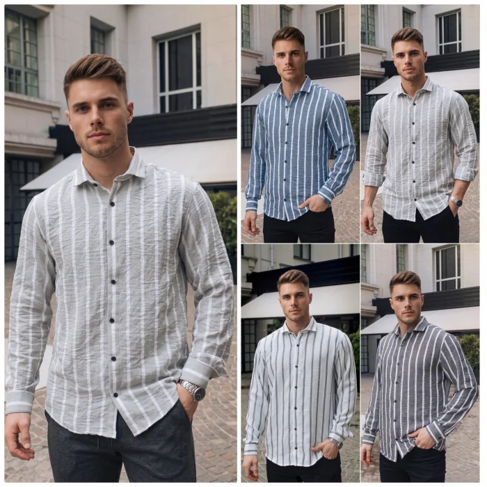 Camisa de Lino Hart Rigido Rayado Manga Larga