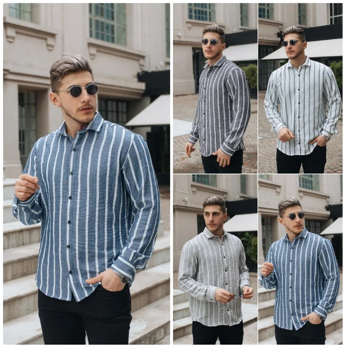 Camisa de Lino Hart Rigido Rayado Manga Larga