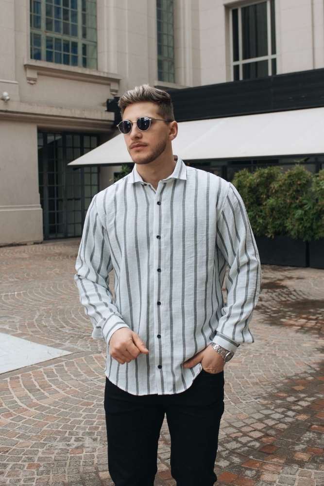 Camisa de Lino Hart Rigido Rayado Manga Larga - Imagen 2