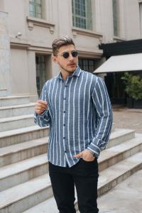 Camisa de Lino Hart Rigido Rayado Manga Larga - Miniatura 3