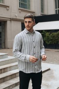 Camisa de Lino Hart Rigido Rayado Manga Larga - Miniatura 4