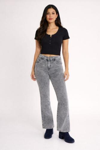 Jeans Oxford Gris Nevado Dama   Pantalon Ancho Mujer Moda   Promos Mayoristas Hotsale