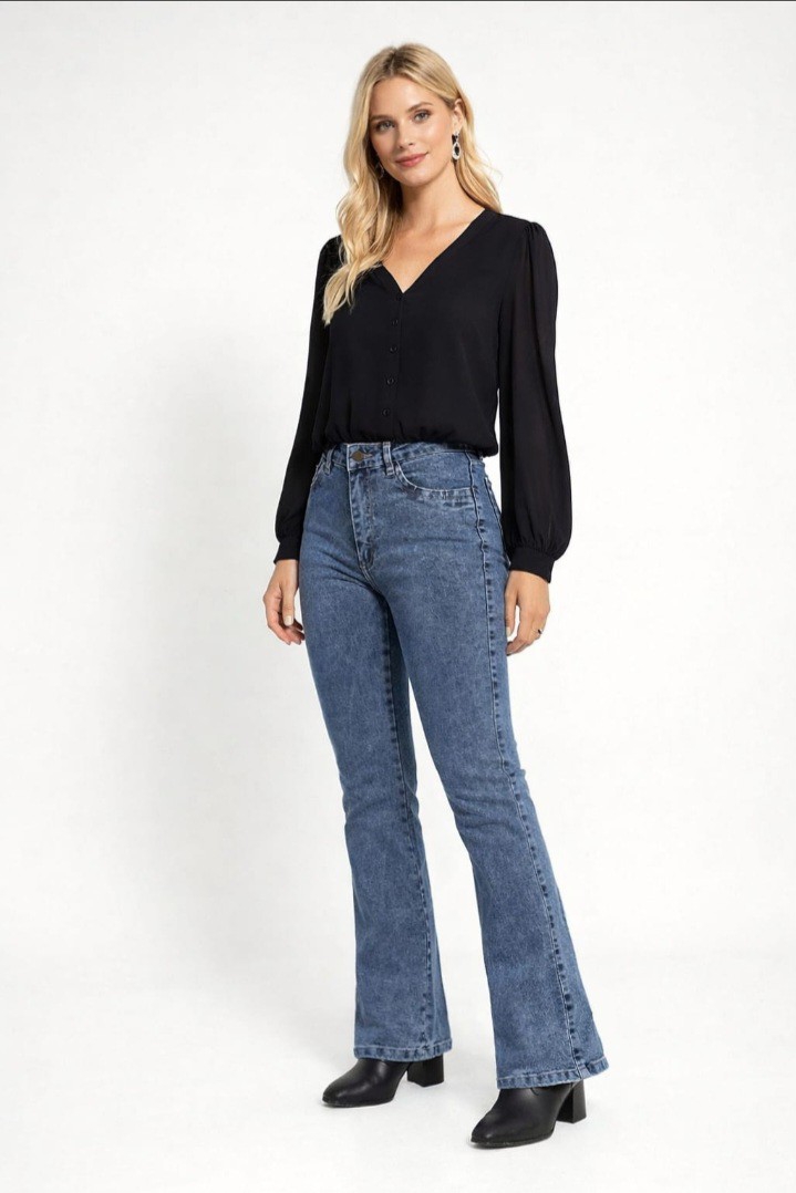 Jeans Oxford Gris Nevado Dama   Pantalon Ancho Mujer Moda   Promos Mayoristas Hotsale - Imagen 2