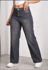 Jeans Wide Leg Gris Localizado Dama   Pantalón Ancho Mujer Moda   Promos Mayoristas