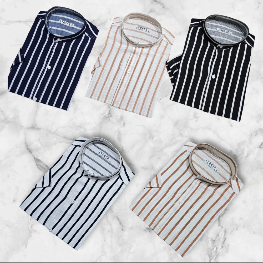 Camisa de Lino Rayado    M/corta  Premium - Imagen 2