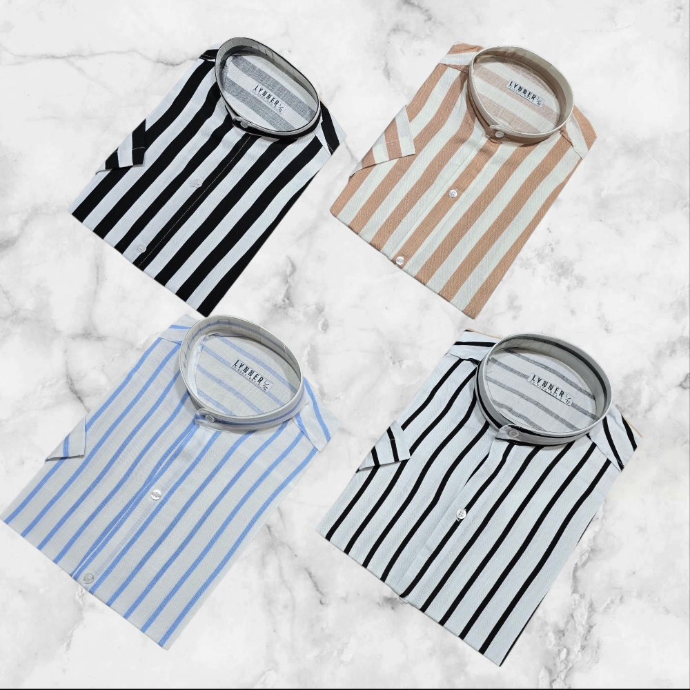 Camisa de Lino Rayado    M/corta  Premium - Imagen 3