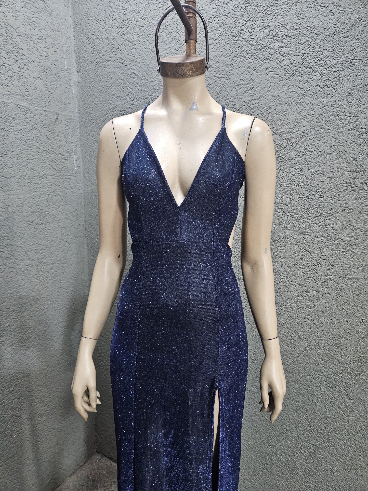 Vestido Glitter Cola Frunce - Imagen 2