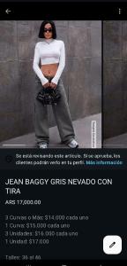 Jeans Baggy Gris Nevado Dama   Pantalón Ancho Moda Mujer   Promos Mayoristas - Miniatura 2