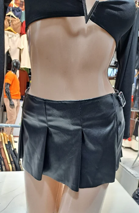 Short Pollera Tableada Cuerina