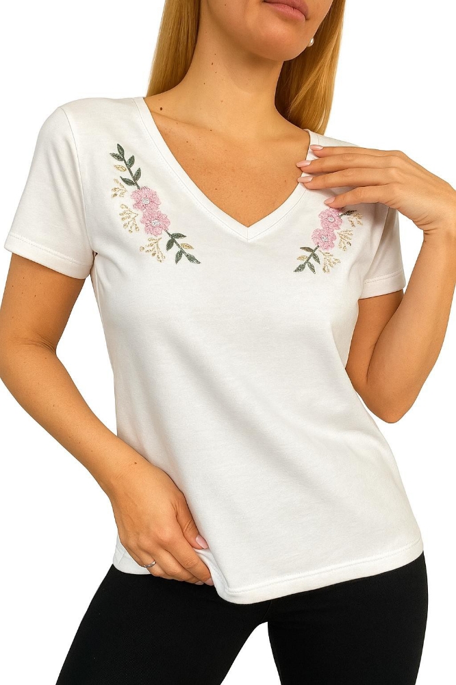 Remera Cuello V Bordado - Imagen 3