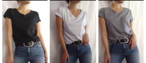 Remera Cuello V  Básica Lisa